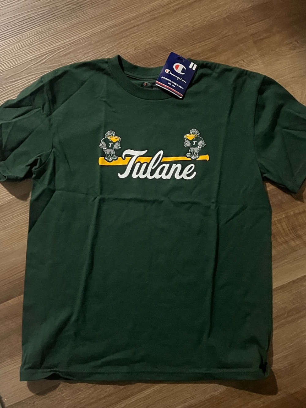 Tulane University Green Vintage Baseball Design Champion Brand Sz YL NWT